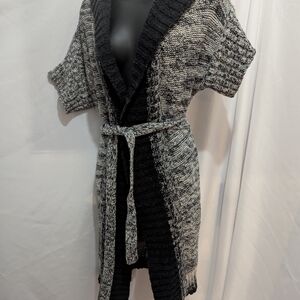 Talbots Tie Waist Hooded Knit Cardigan